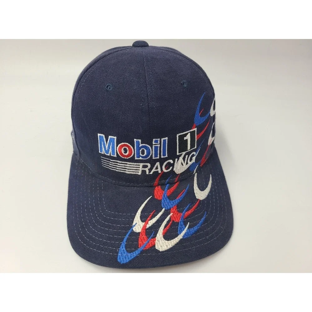 Vintage Jeremy Mayfield #12 Mobil 1 Racing Chase Snapback Hat Cap NASCAR Blue